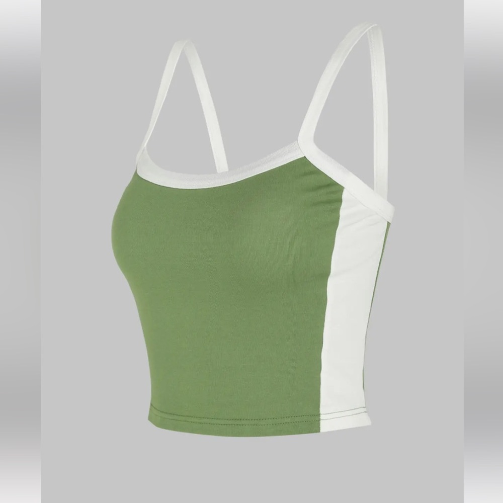 COPY - Colorblock Crop Tank Top - Green L NWT - Picture 2 of 6